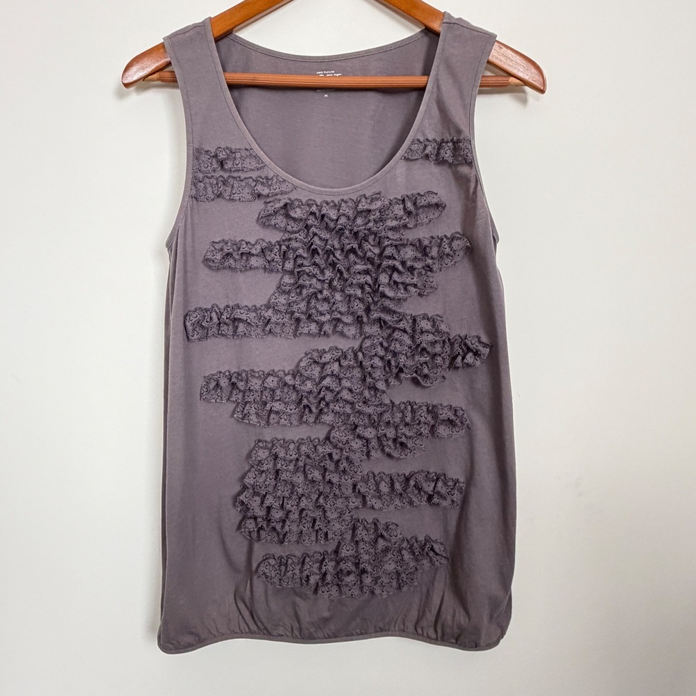 LOFT ATGS Sample Mauve Purple Ruffle Bubble Hem Tank Top Womens M